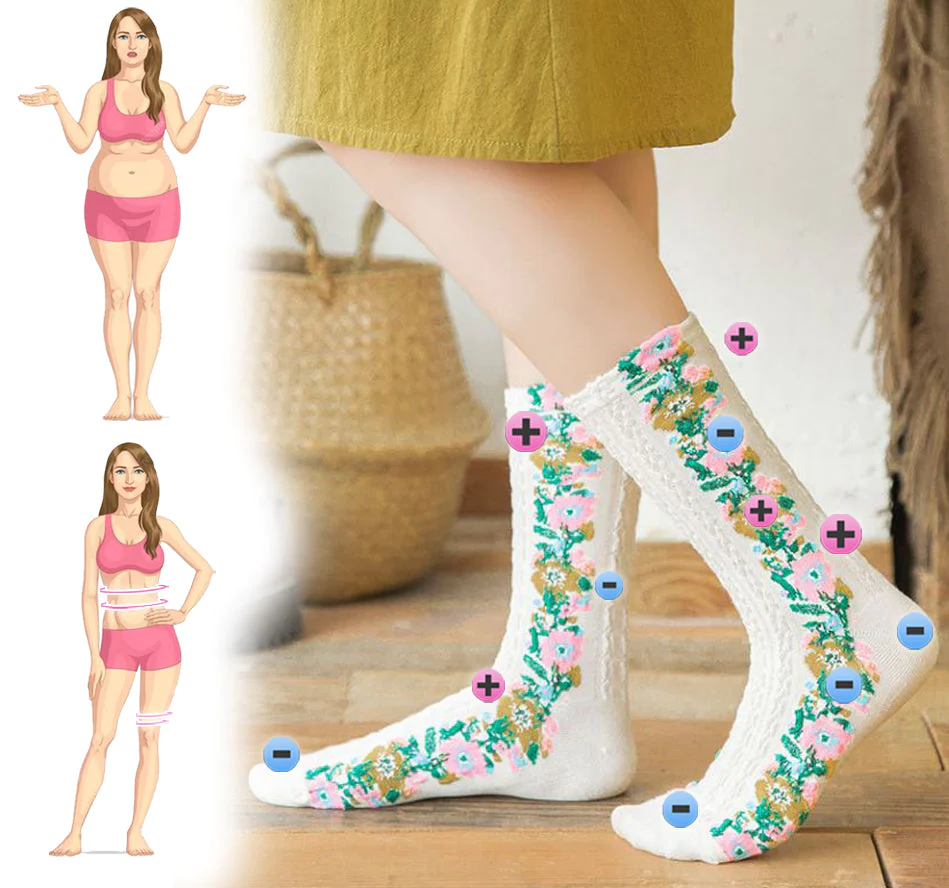 IonFit Lymphatic Detoxification Selfheating Floral Socks