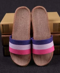 Linen Open Toe Slippers