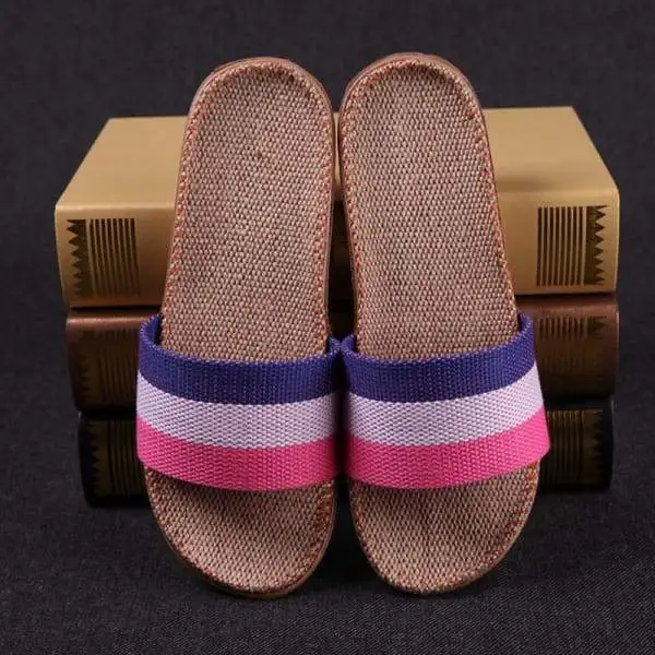 Linen Open Toe Slippers