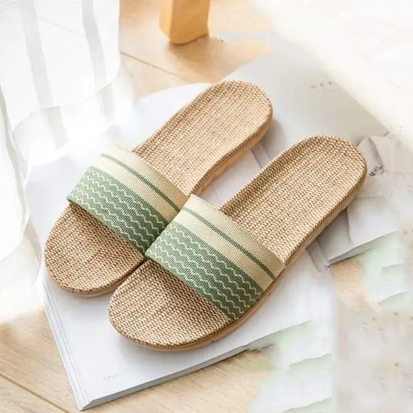 Linen Open Toe Slippers