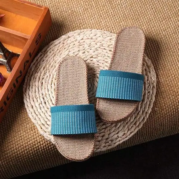 Linen Open Toe Slippers