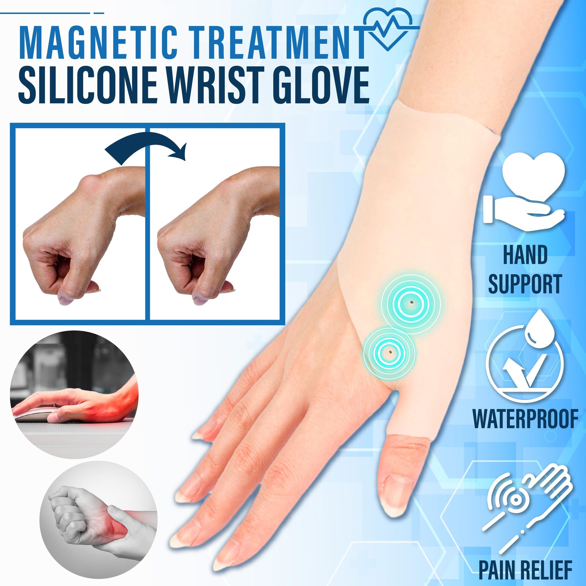 Magnetic Treatment Silicone Wrist Glove