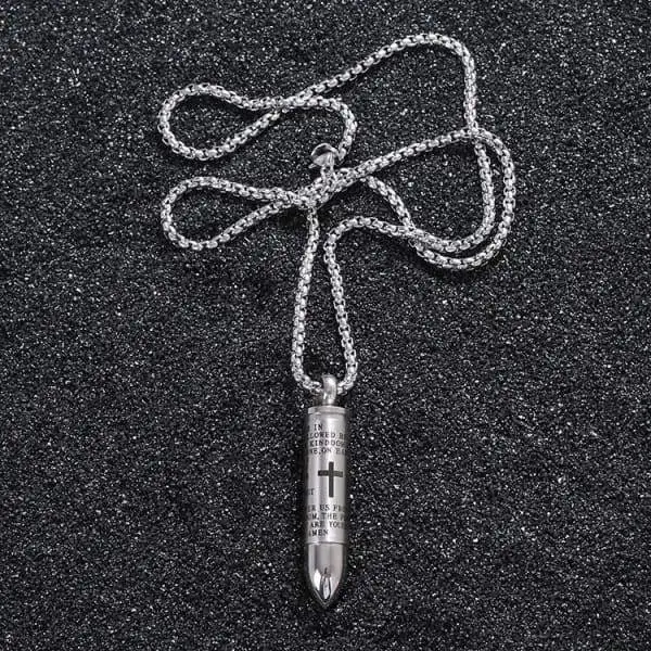 Mens Silver Bullet Necklace