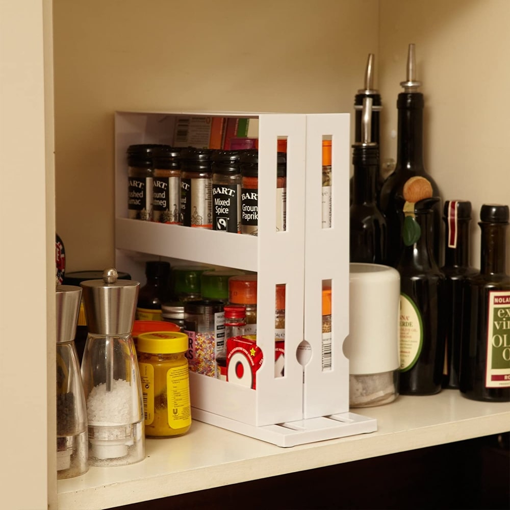 Multi-Function Rotating Storage Rack For Spices & Pill Bottles