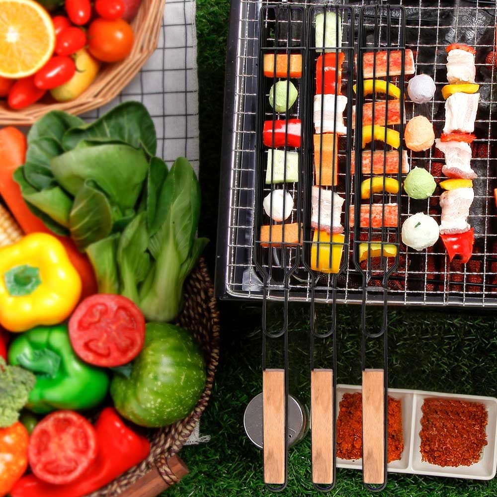 Non-stick Slim Kabob Grilling Baskets for Outdoor Grill