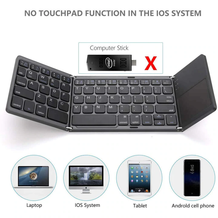 Foldable Wireless Bluetooth Keyboard with Touchpad