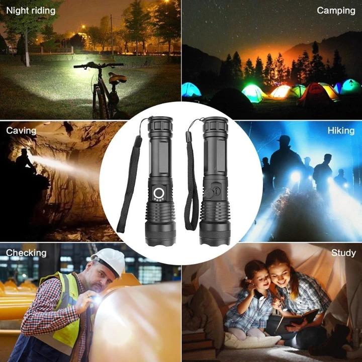 LED Rechargeable Tactical Laser Flashlight 90000 High Lumens