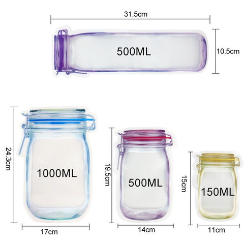 Reusable Mason Bottle Ziplock Bags