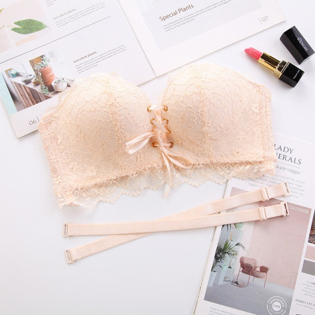 Lace-Up Strapless Bra