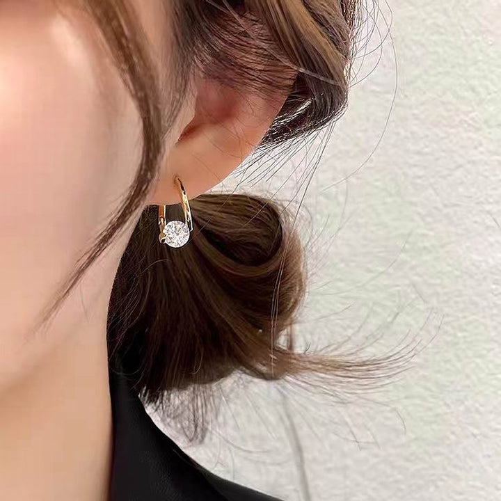 Sterling Silver Diamond Round Stud Earring