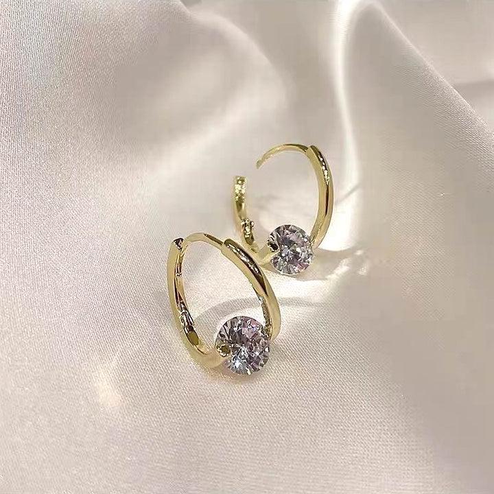 Sterling Silver Diamond Round Stud Earring