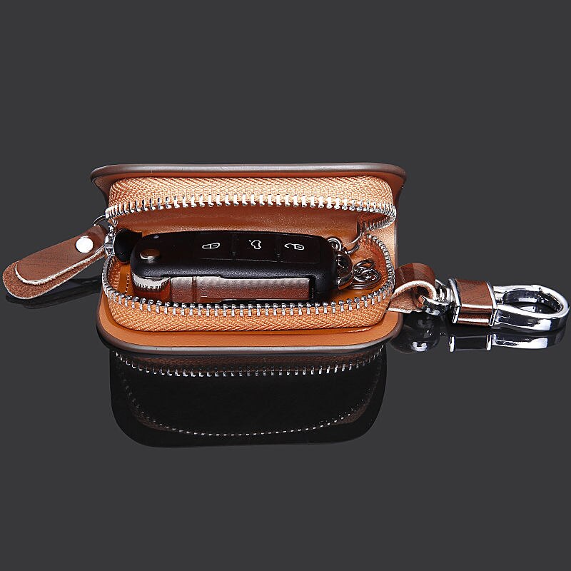 Car Logo Leather Wood Texture Car Key Case