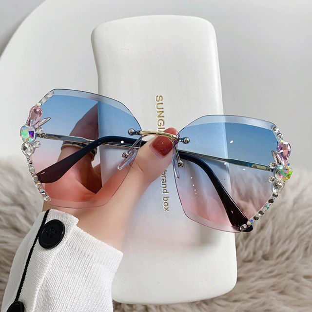 Woman Rimless Diamond Sunglasses