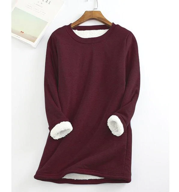 Casual Cotton Round Neck Solid Sweatshirt