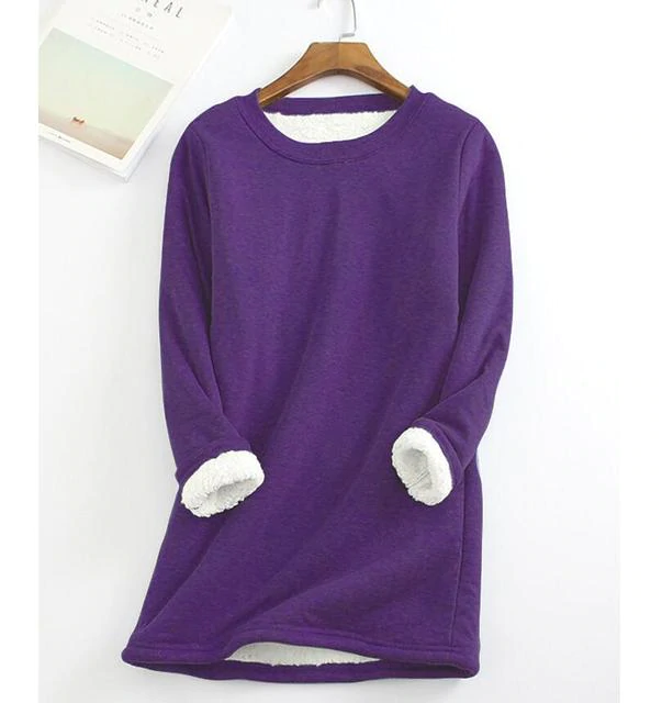 Casual Cotton Round Neck Solid Sweatshirt