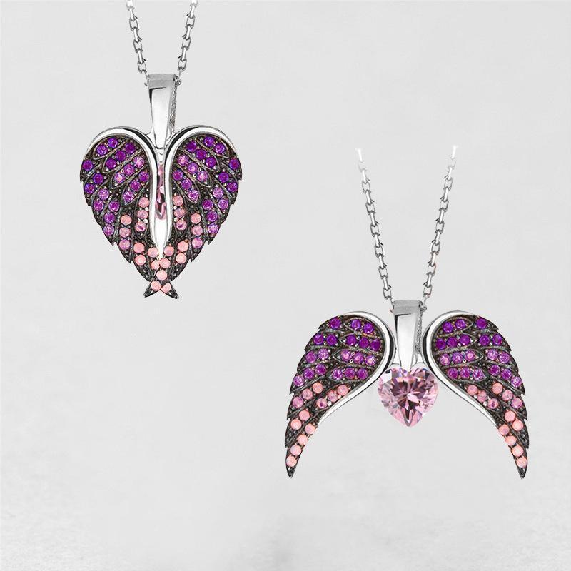 Heart & Angel Wings Necklace with Pendant