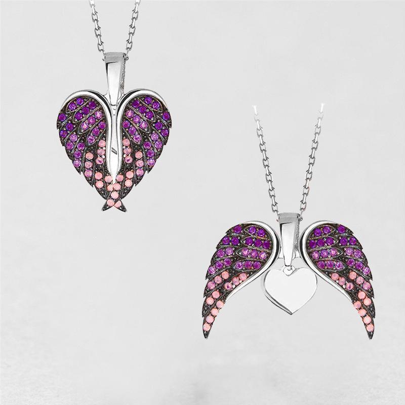 Heart & Angel Wings Necklace with Pendant