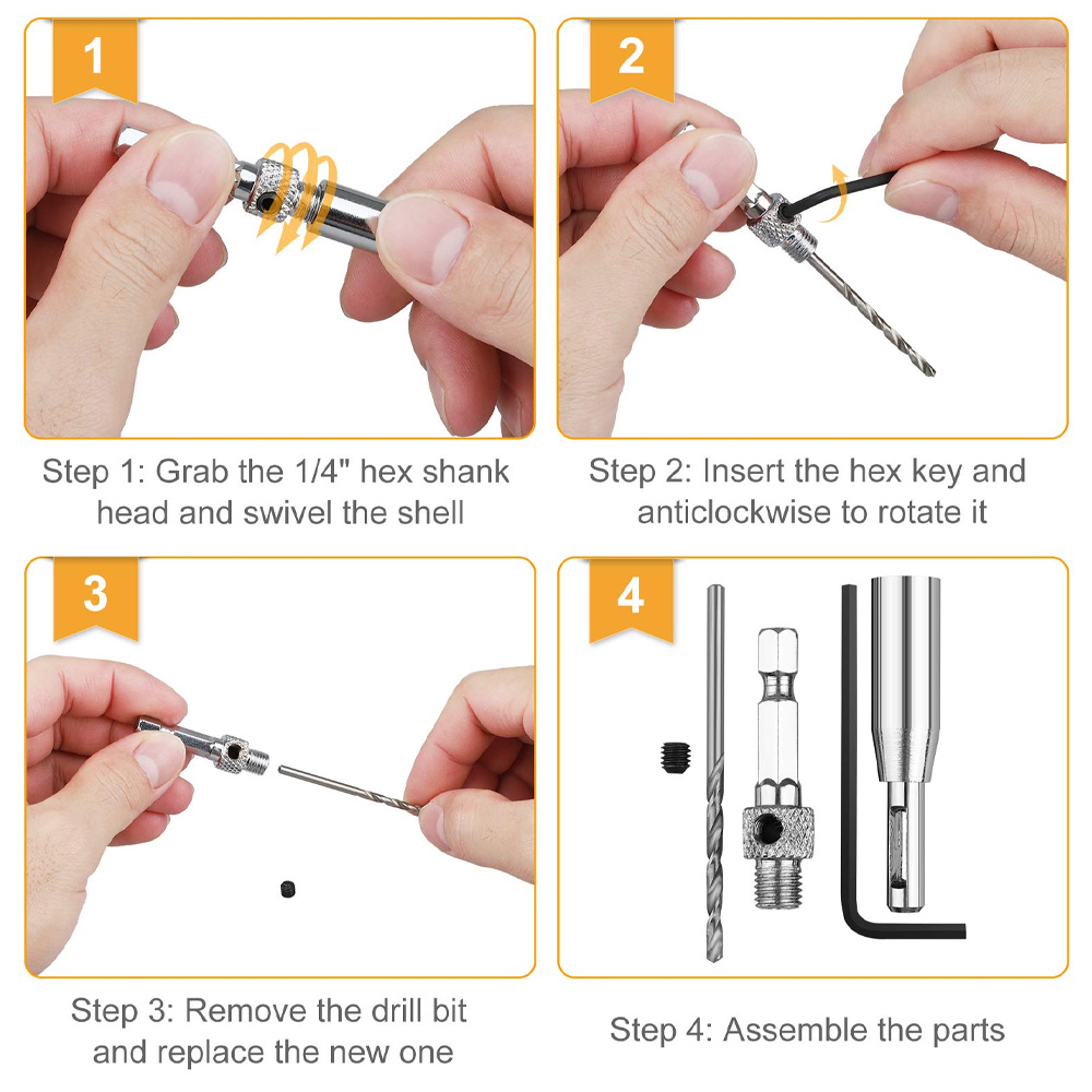 Self-Centering Hinge Drill Bits