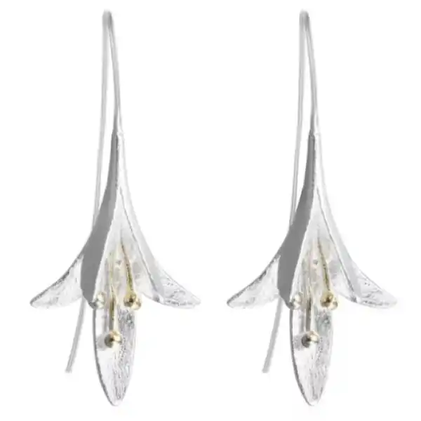 Sterling Silver Lily Flower Drop Earrings