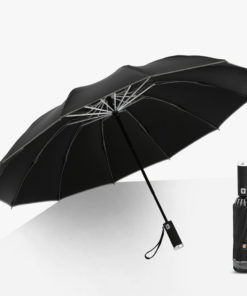 Windproof LED Inverted Umbrella with Reflective Stripe & Reverse Folding